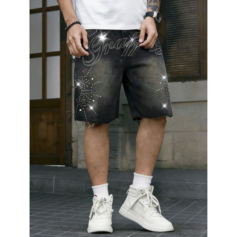 Shorts Denim Frayed - شورت جينز رجالي أمريكي غير مطاطي