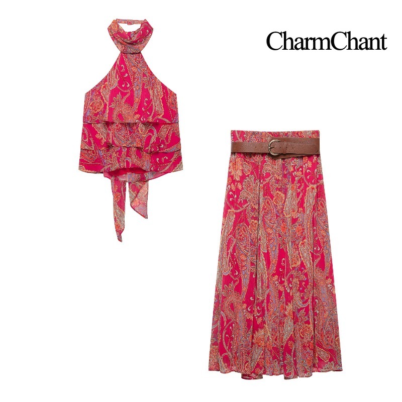 Midi Skirt Floral - طقم نسائي من CHARMCHANT مكون من