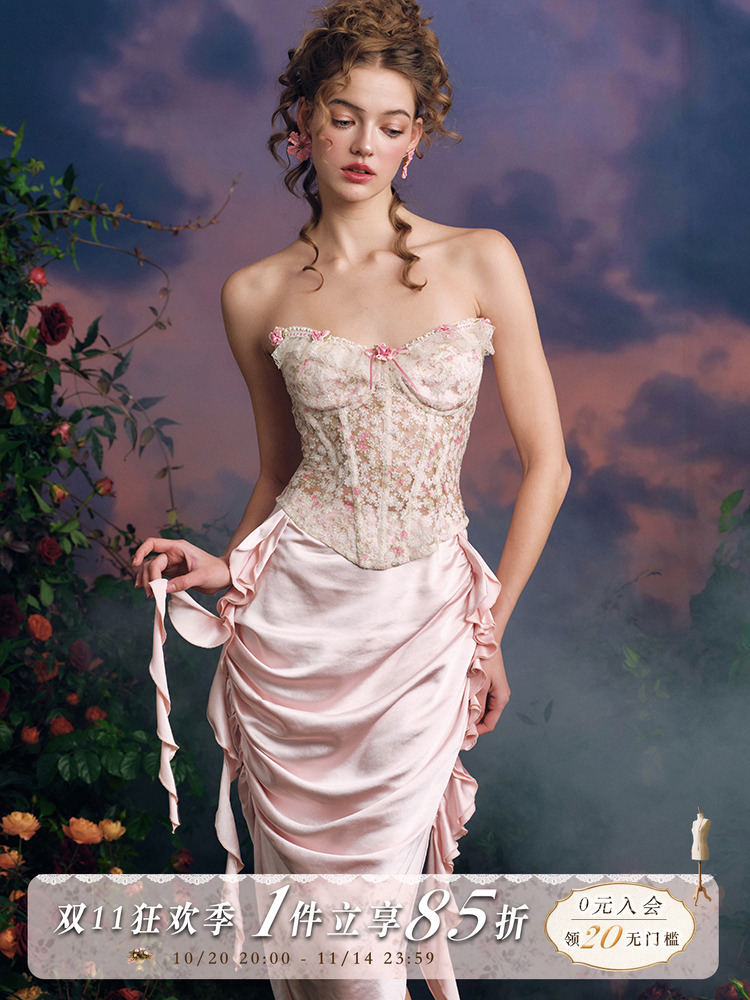 Midi Skirt Floral - LaceMade التصميم الأصلي حكاية الثقيلة الأزهار