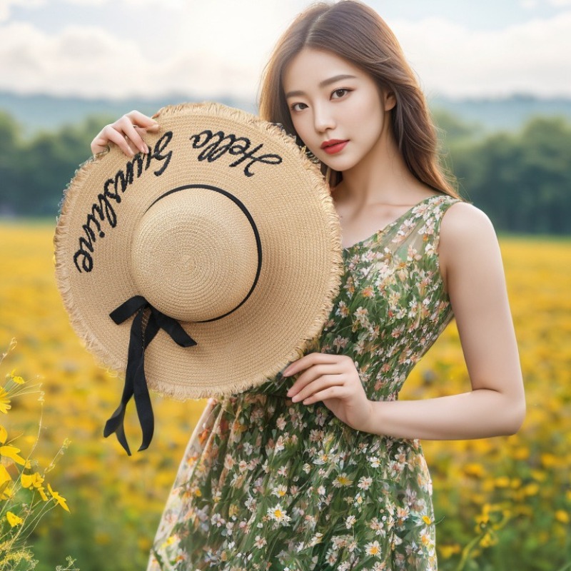 Hat Floppy Wide - قبعة شاطئ صيفية نسائية واسعة الحواف
