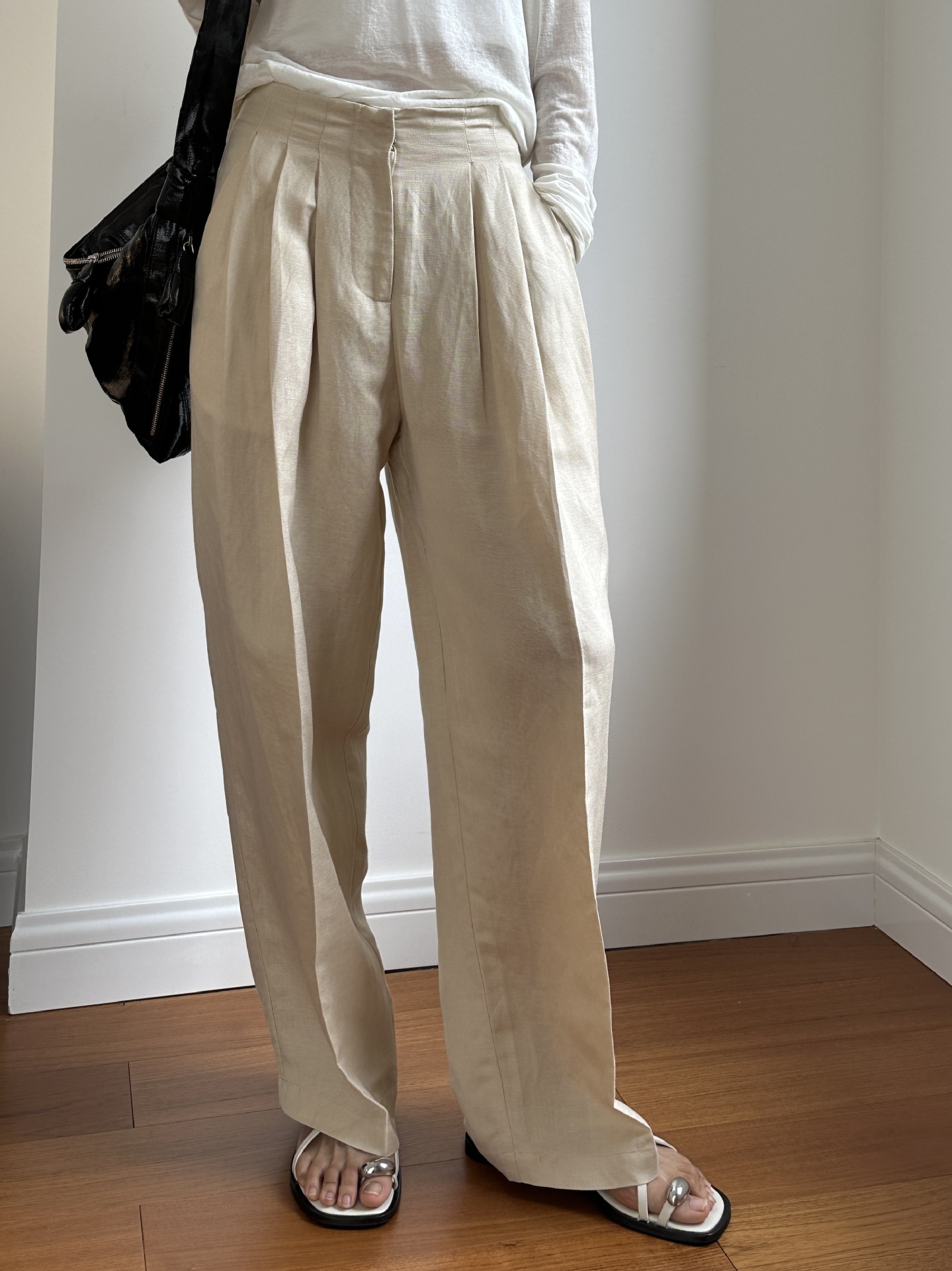 بنطلون كتان واسع الساق غير رسم - مراجعة Linen Pant Wide وسعره