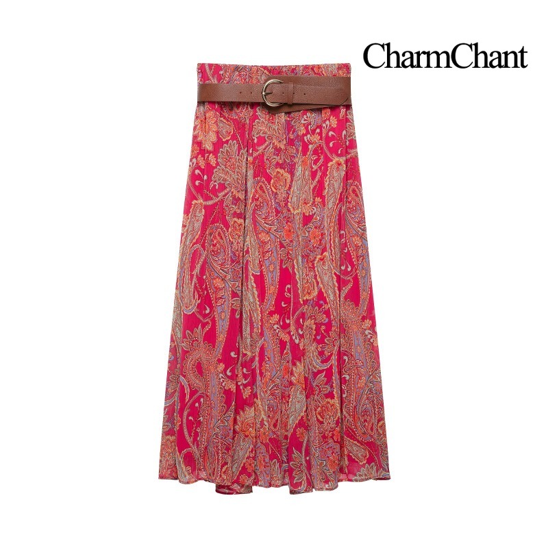 طقم نسائي من CHARMCHANT مكون م - مراجعة Midi Skirt Floral وسعره