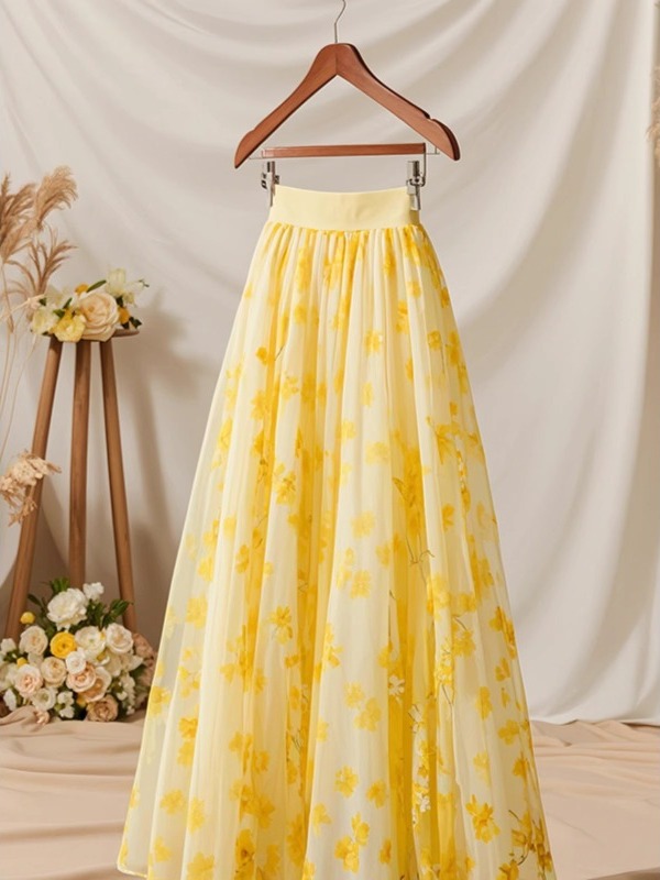 تنورة صيفية 2026 بخصر مرتفع وق - مراجعة Midi Skirt Floral وسعره