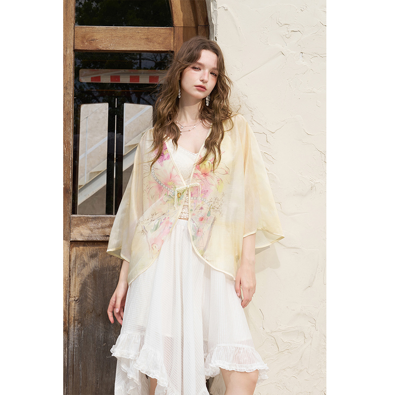 جاكيت كيمونو صيني جديد من ELFS - مراجعة Kimono Sheer Floral وسعره