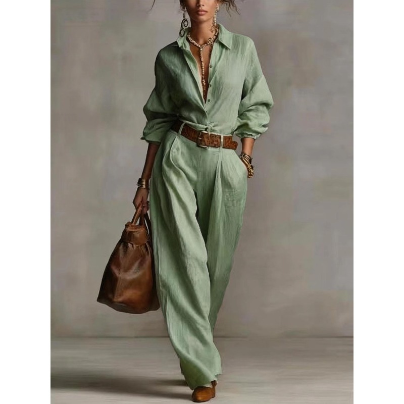 طقم بنطلون واسع الساق من القطن - مراجعة Linen Pant Wide وسعره