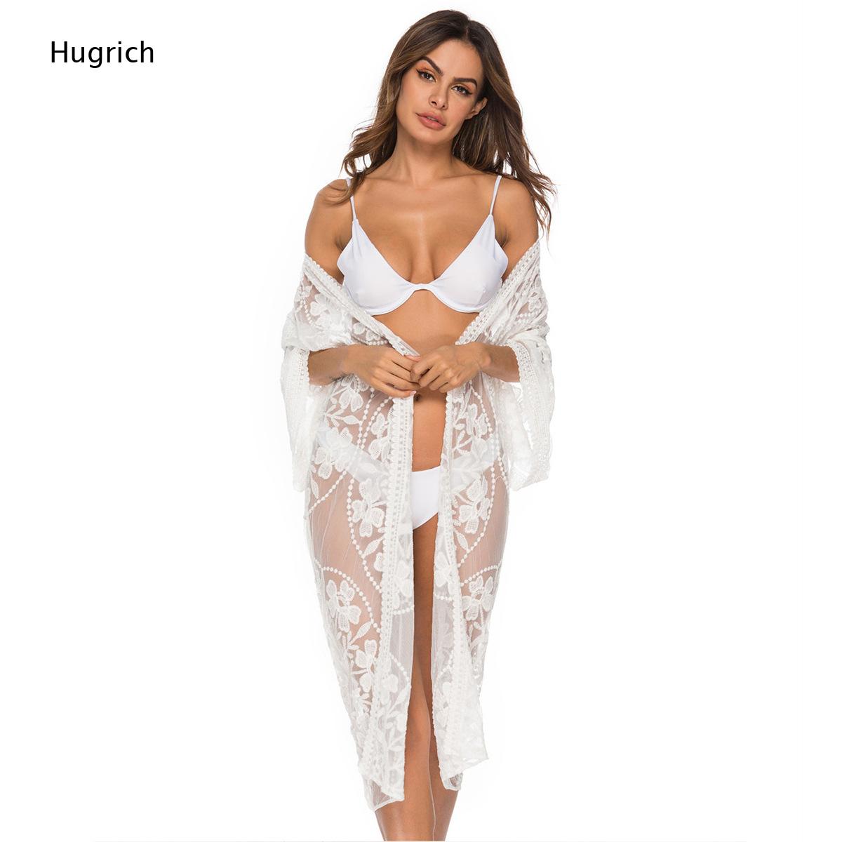 كيمونو طويل أبيض سادة بتطريز ز - مراجعة Kimono Sheer Floral وسعره