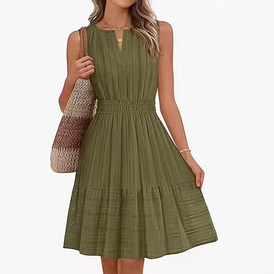 فستان نسائي صيفي بدون أكمام بت - مراجعة Linen Dress Wrap وسعره