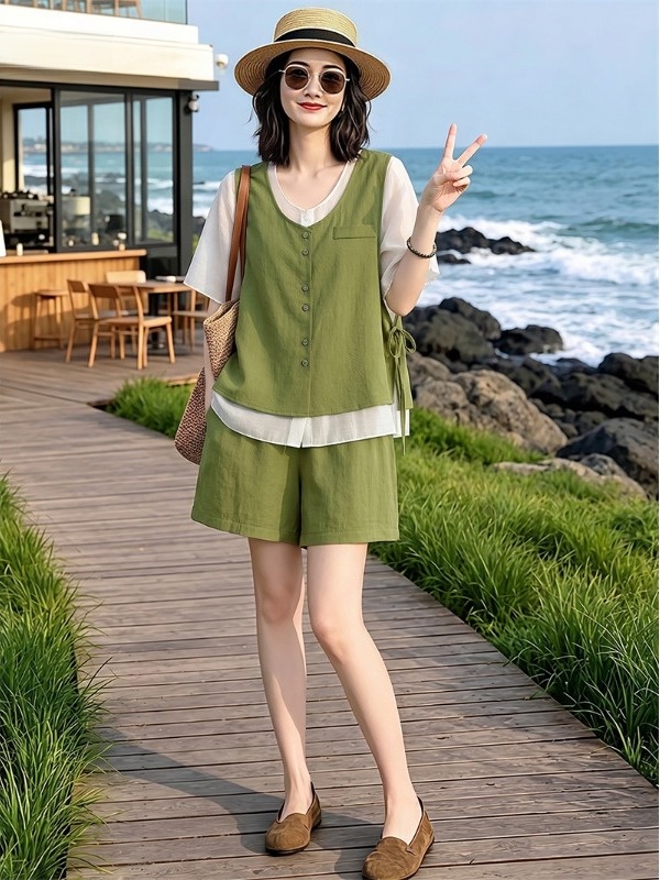 طقم نسائي صيفي جديد خفيف الوزن - مراجعة Linen Pant Wide وسعره