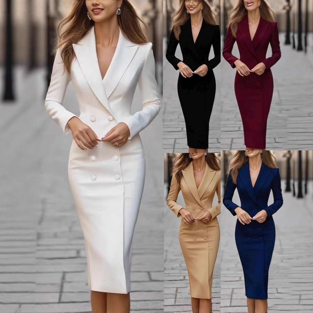فستان سهرة نسائي أنيق بلون واح - مراجعة Linen Dress Wrap وسعره