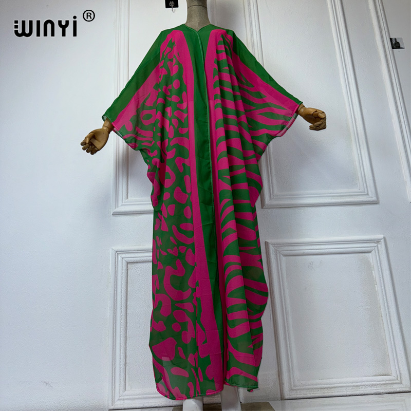 فساتين كيمونو فضفاضة بطبعة بوه - مراجعة Cover Up Kaftan وسعره